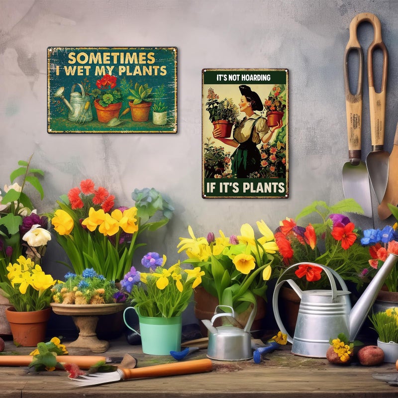 Otoolling 10 Pcs Vintage Funny Garden Metal Sign 12 x 8 Inch Rustic Garden Sign Retro Flowers Plant Greenhouse Wall Decor for Women Outdoor Indoor Home Patio Country Plant Lovers - Image 5
