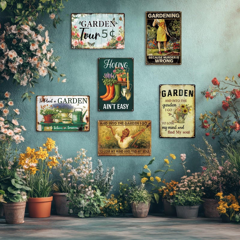 Otoolling 10 Pcs Vintage Funny Garden Metal Sign 12 x 8 Inch Rustic Garden Sign Retro Flowers Plant Greenhouse Wall Decor for Women Outdoor Indoor Home Patio Country Plant Lovers - Image 4