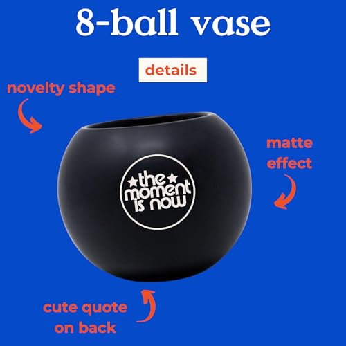 ban.do Novelty 8 Ball Flower Vase, Retro Ceramic Shelf Decor, Unique and Eclectic Vase, 8-Ball - Image 4