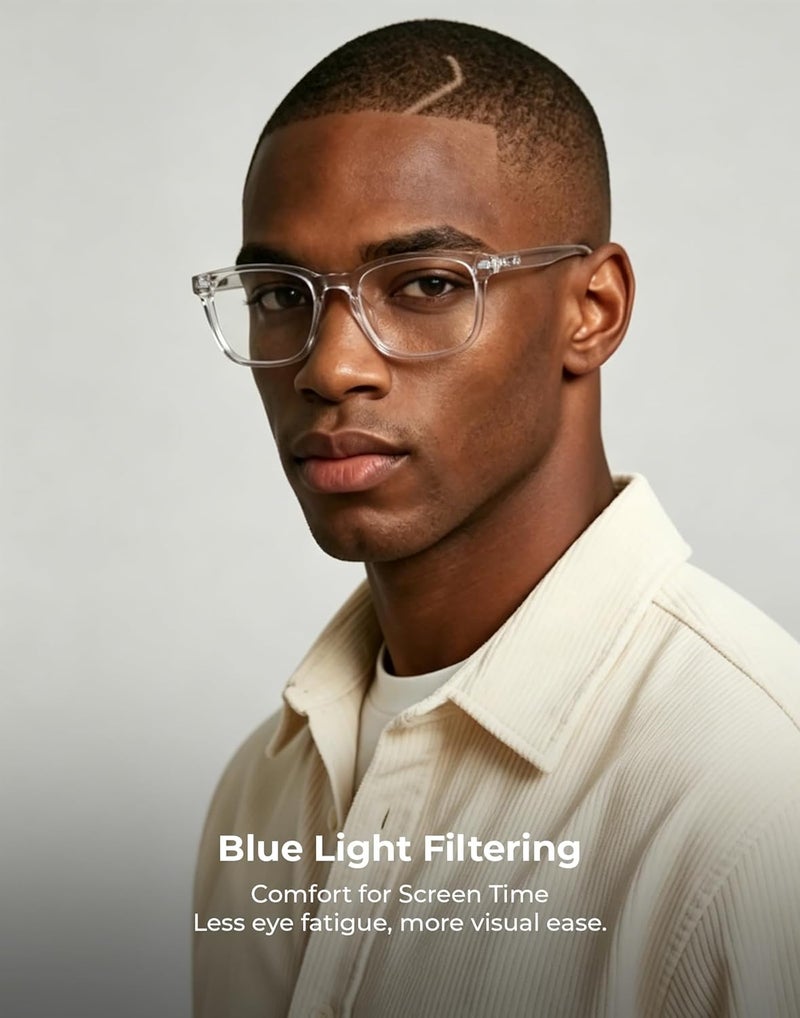 TIJN All-scene tailored quality Blue Light Blocking Glasses for Women Men Clear Frame Square Nerd Eyeglasses Anti Blue Ray Computer Screen Glasses(Transparent) Market need oriented construction - Image 2