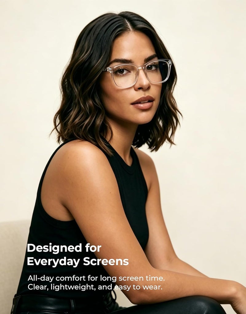 TIJN All-scene tailored quality Blue Light Blocking Glasses for Women Men Clear Frame Square Nerd Eyeglasses Anti Blue Ray Computer Screen Glasses(Transparent) Market need oriented construction - Image 3