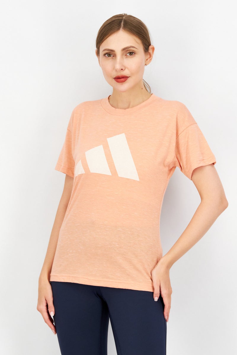 Adidas تي شيرتات جري قصيرة الأكمام للنساء، كورال - Image 1