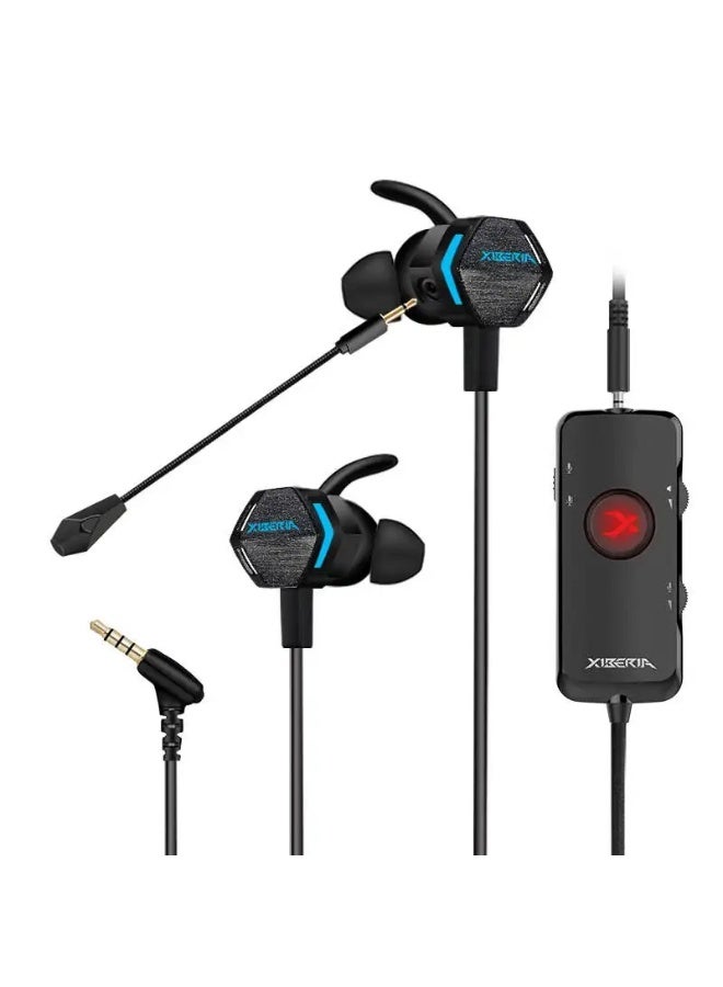XIBERIA MG-2 In-Ear Gaming Headset with 3.5mm Jack and Microphone, USB 3.5mm External Sound Card Adapter, Supports 3D Surround Sound, Active Noise Cancellation, 1.2m Cable - Image 1
