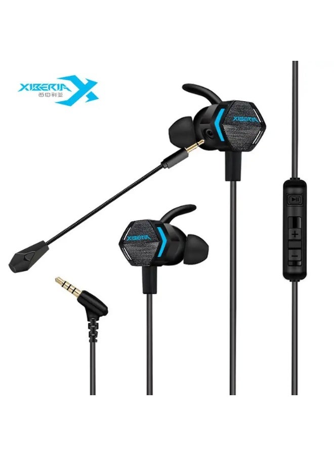 XIBERIA MG-2 In-Ear Gaming Headset with 3.5mm Jack and Microphone, USB 3.5mm External Sound Card Adapter, Supports 3D Surround Sound, Active Noise Cancellation, 1.2m Cable - Image 2