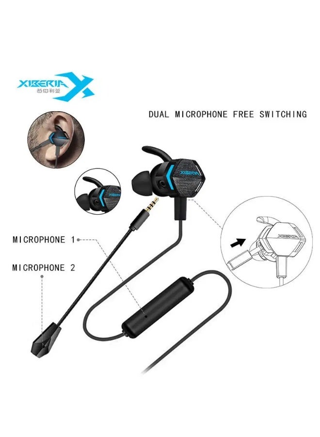 XIBERIA MG-2 In-Ear Gaming Headset with 3.5mm Jack and Microphone, USB 3.5mm External Sound Card Adapter, Supports 3D Surround Sound, Active Noise Cancellation, 1.2m Cable - Image 4
