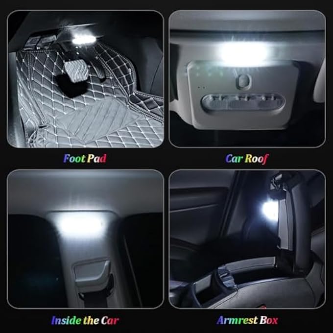 KASTWAVE Car Led Lights 7 Colors Interior Portable Small Incar Led Touch Lights With 8 Bright Led Lamp Beads Music Sync Color Change Usb Rechargeable Lighting Light Car Emergency Light - Image 5