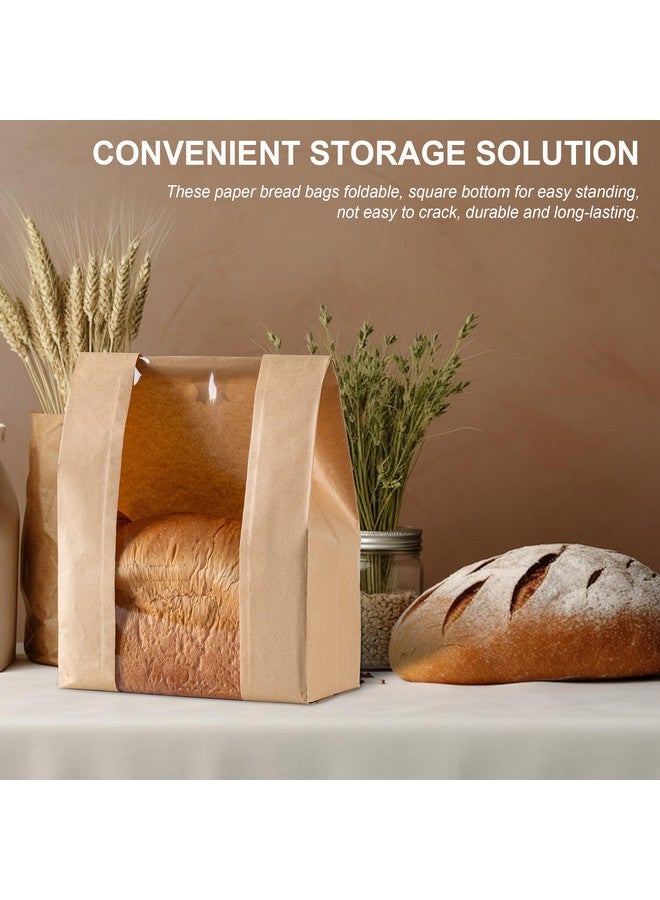 هوويينا أكياس خبز ورقية 25 قطعة، أكياس خبز العجين المخمر للخبز محلي الصنع، أكياس مخبوزة كبيرة مع نافذة تتضمن 25 قطعة من ملصقات الختم لتخزين الخبز محلي الصنع (13.7 × 8.3 × 3.5 بوصة) - Image 2