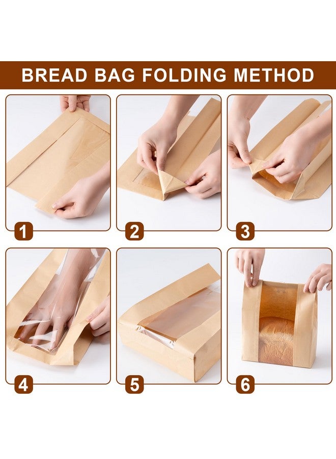 هوويينا أكياس خبز ورقية 25 قطعة، أكياس خبز العجين المخمر للخبز محلي الصنع، أكياس مخبوزة كبيرة مع نافذة تتضمن 25 قطعة من ملصقات الختم لتخزين الخبز محلي الصنع (13.7 × 8.3 × 3.5 بوصة) - Image 4