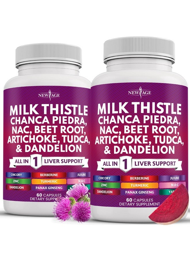 NEW AGE Milk Thistle NAC Chanca Piedra Beet Root Artichoke Dandelion Root Astragalus - Plus TUDCA & Ginger - 120 Count - Image 1