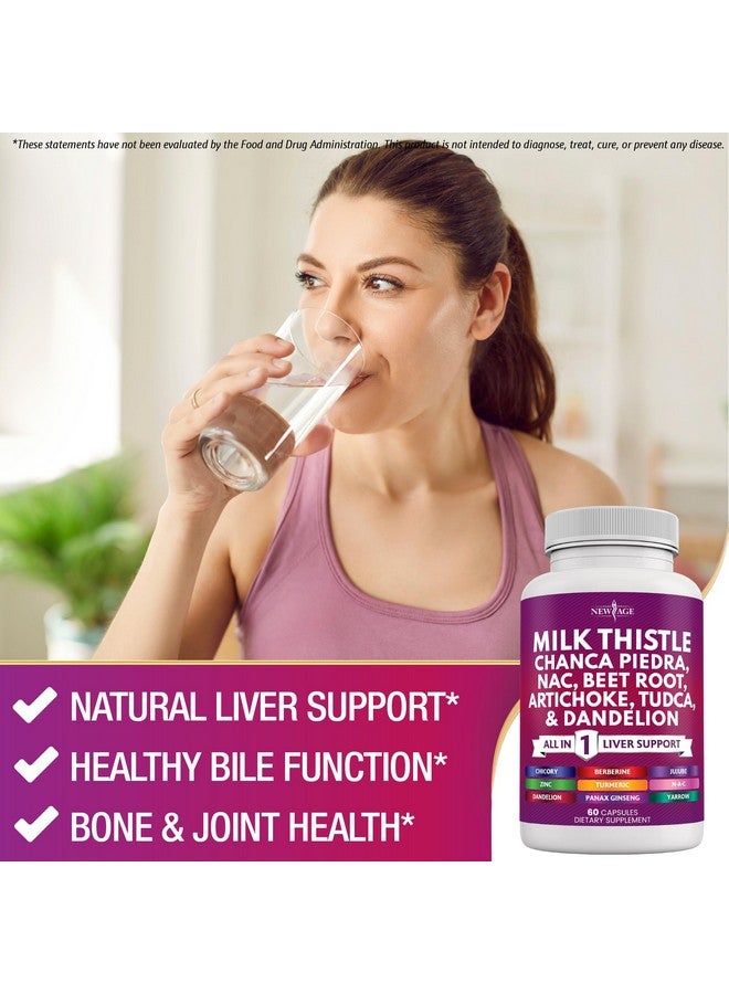 NEW AGE Milk Thistle NAC Chanca Piedra Beet Root Artichoke Dandelion Root Astragalus - Plus TUDCA & Ginger - 120 Count - Image 3