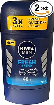 Nivea مزيل عرق نيفيا للرجال على شكل عصا حماية مضادة للتعرق انتعاش فريش 48 ساعة حماية طويلة الأمد انتعاش 50 مل عبوة من 2 - Image 1