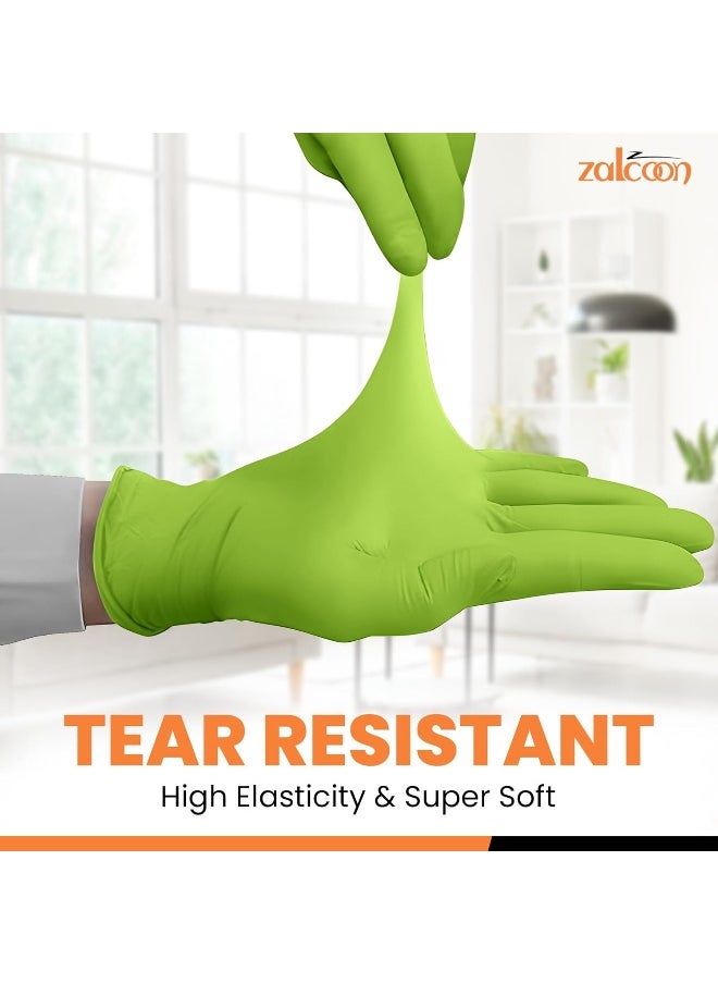 Zalcoon ZALCOON Disposable Gloves Nitrile Exam Gloves GREEN Powder-Free Non-Sterile Food Safe Cleaning Gloves, Medium, Case of 500 (5 Pack x 100 Pieces)  - Image 5