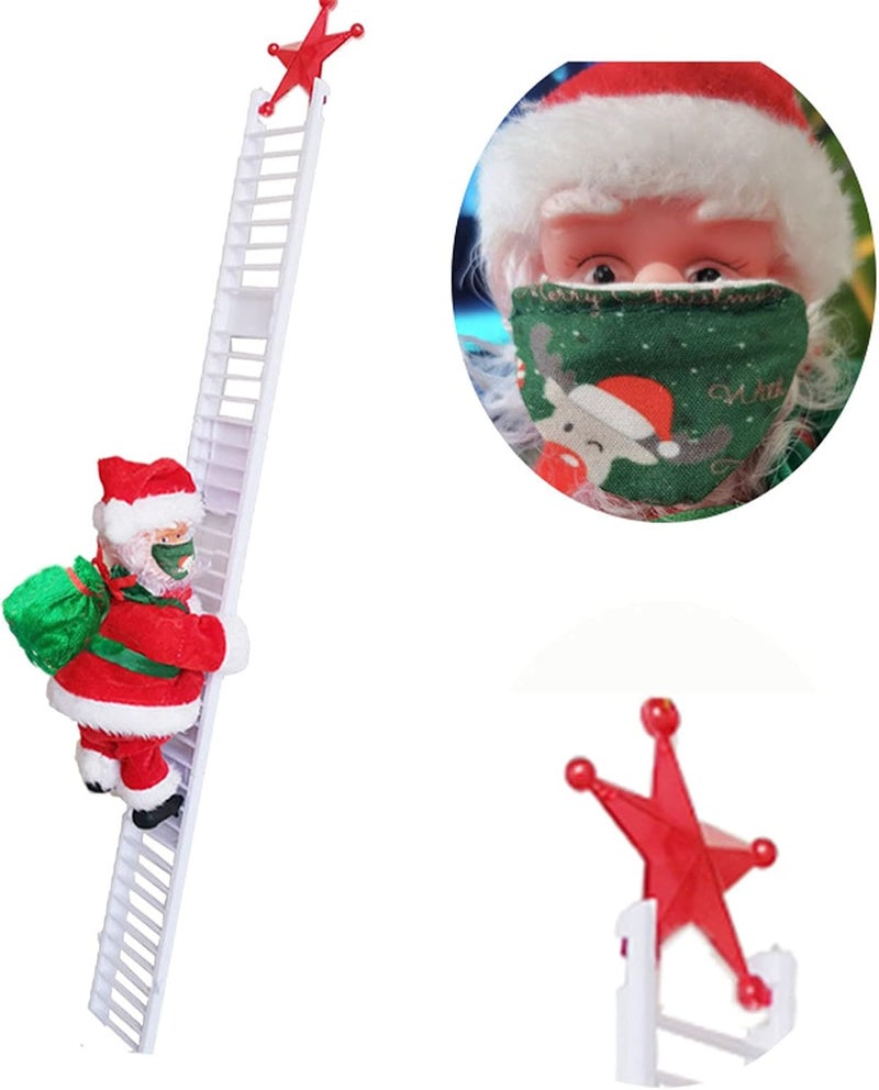 ويوبلز دمية بابا نويل كهربائية متسلقة على خرز، دمية عيد الميلاد المتحركة المعلقة، زينة بابا نويل لعيد الميلاد مع موسيقى، ديكور داخلي وخارجي للحفلات وشجرة المنزل وباب المنزل (#3) - Image 1