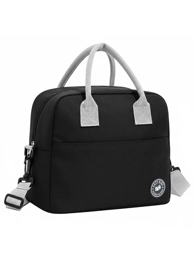 Eazy Kids Eazy Kids Convertible Bento Lunch Box w/ Insulated Lunch Bag – Teddy Black