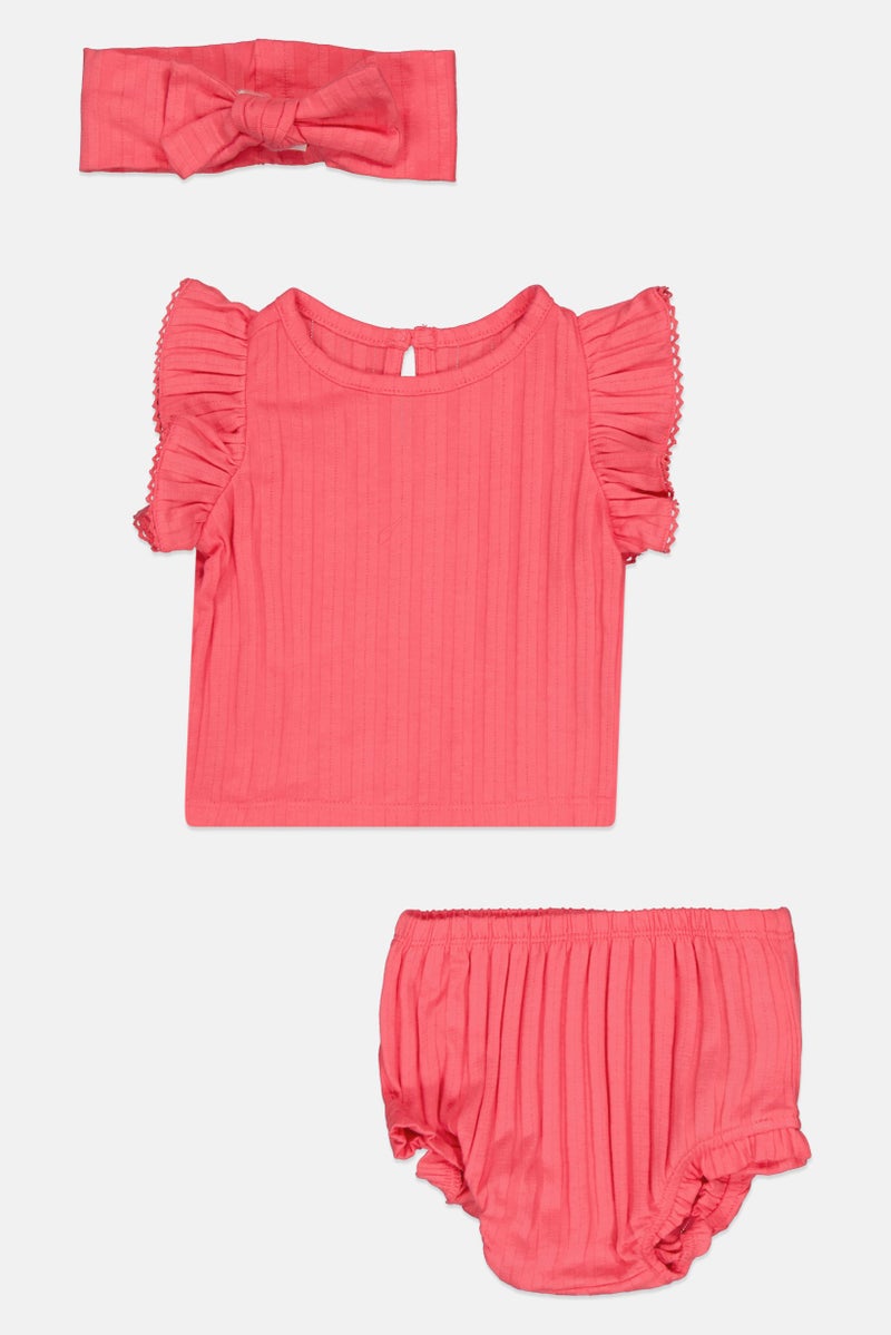 GAP Toddlers Girl Short Sleeves Top With Panty And Headband Set ,Pink - Image 1