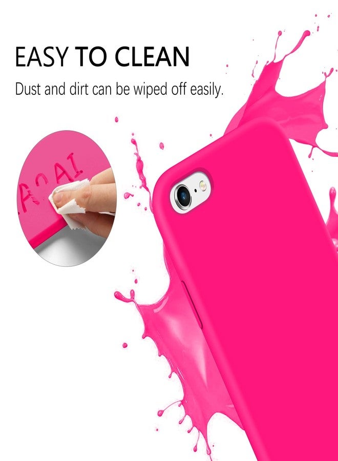 جراب GUAGUA متوافق مع iPhone 6s، جراب iPhone 6 مصنوع من السيليكون السائل الناعم، خفيف الوزن، مبطن بألياف دقيقة، غطاء واقٍ مقاوم للصدمات، جراب حماية كامل للجسم لهاتف iPhone 6/6S، لون وردي فاقع - Image 3