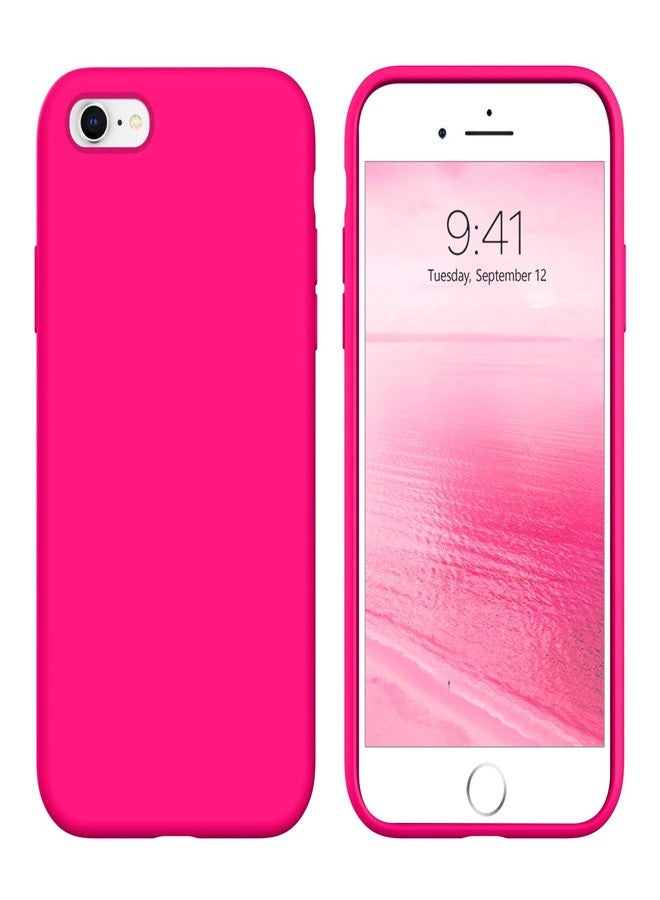 جراب GUAGUA متوافق مع iPhone 6s، جراب iPhone 6 مصنوع من السيليكون السائل الناعم، خفيف الوزن، مبطن بألياف دقيقة، غطاء واقٍ مقاوم للصدمات، جراب حماية كامل للجسم لهاتف iPhone 6/6S، لون وردي فاقع - Image 1