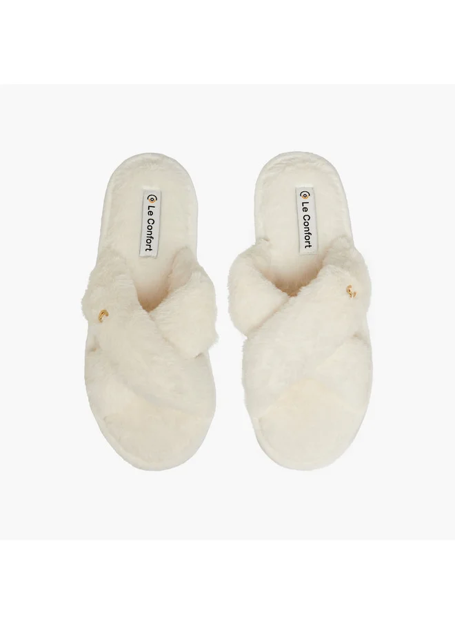 Le Confort Women Textured Cross-Strap Bedroom Slippers