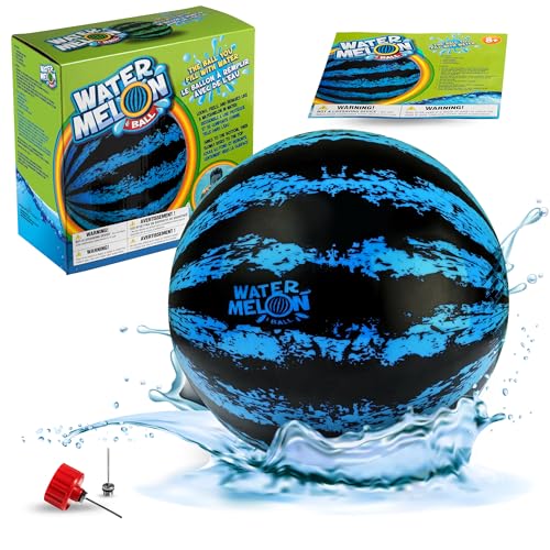 Watermelon Ball The Ultimate Swimming Pool Game for Under Water Passing Dribbling Diving and Pool Games for Teens Kids or Adults Balls Fills with Water Blue 9 inches - Image 1
