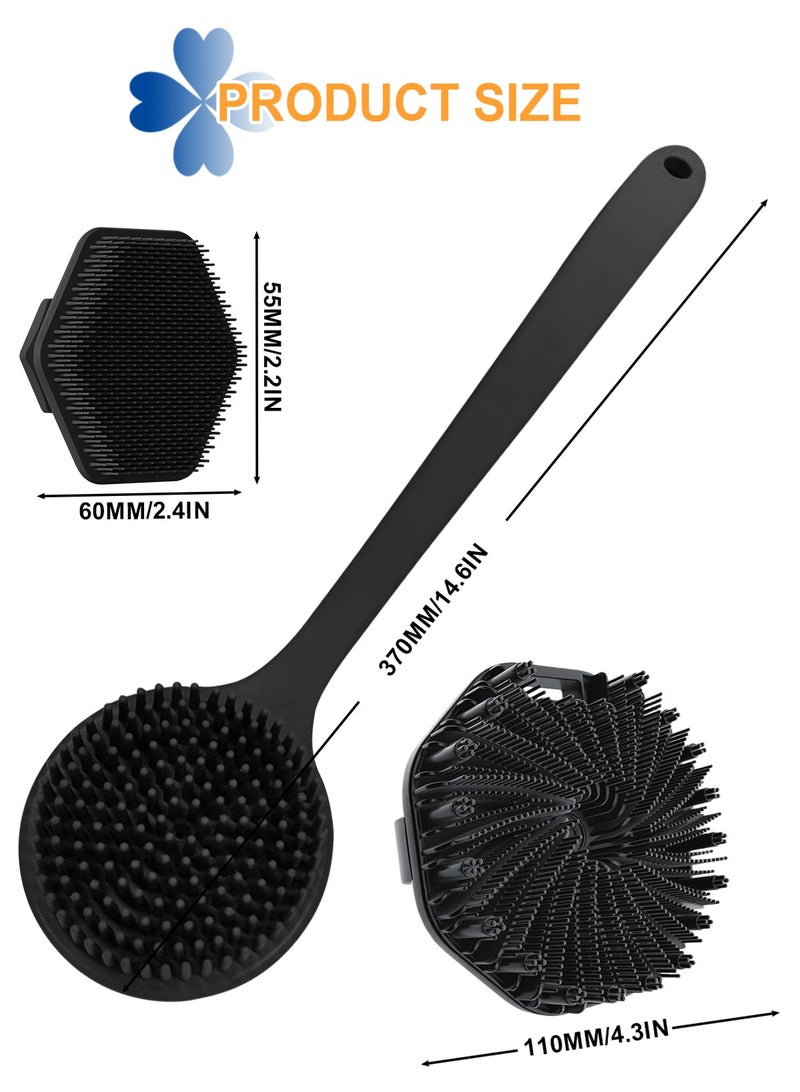 HomarKet 3 Pack Silicone Body Scrubber, Anti Cellulite Massage Scrubber, Long Handle Back Scrubber Exfoliating Shower Brush for Men & Women, Removes Dead Skin, Reduces Cellulite, Improves Circulation, Fast Dry, Non Slip - Image 2