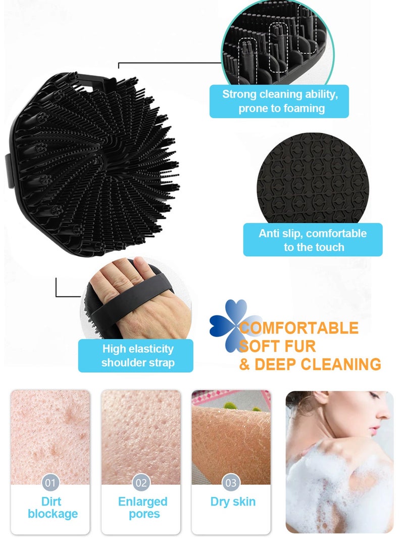 HomarKet 3 Pack Silicone Body Scrubber, Anti Cellulite Massage Scrubber, Long Handle Back Scrubber Exfoliating Shower Brush for Men & Women, Removes Dead Skin, Reduces Cellulite, Improves Circulation, Fast Dry, Non Slip - Image 5