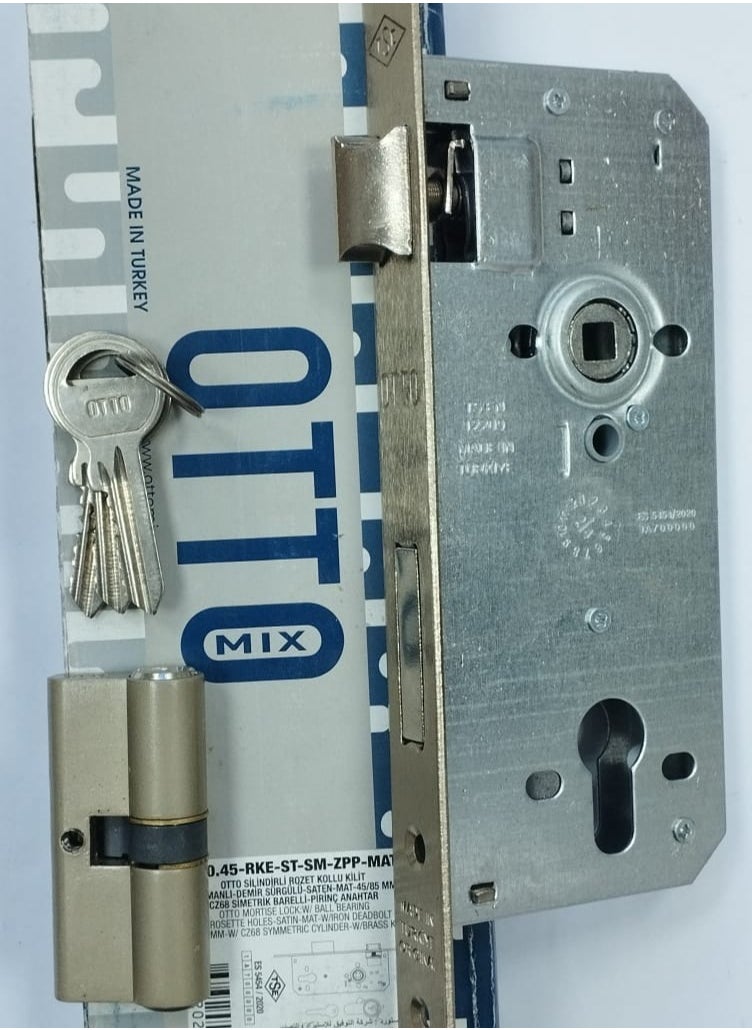 Auto door lock for apartment with cylinder lock heart, 3 keys with black apartment door handle  - Image 1