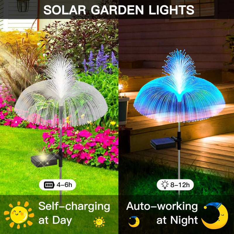 Solar Lights Garden 3 Pieces Solar Lights for Outdoor with 7 Colors Waterproof IP65 Jellyfish Solar Garden Stakes for Outdoor LED Lighting for Garden Balcony - Image 4