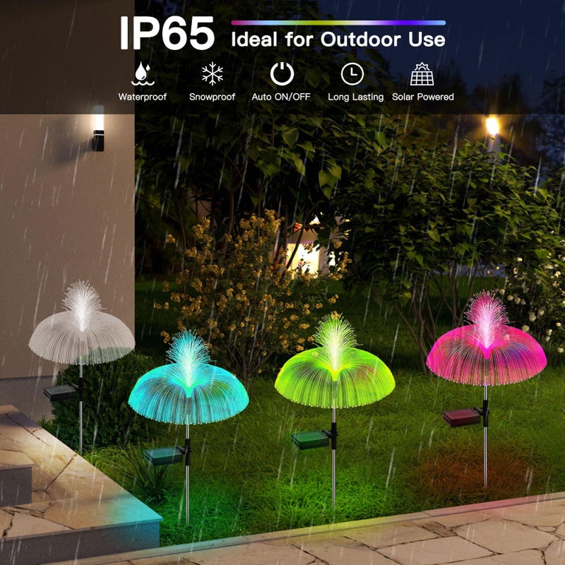 Solar Lights Garden 3 Pieces Solar Lights for Outdoor with 7 Colors Waterproof IP65 Jellyfish Solar Garden Stakes for Outdoor LED Lighting for Garden Balcony - Image 5