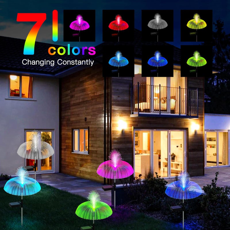 Solar Lights Garden 3 Pieces Solar Lights for Outdoor with 7 Colors Waterproof IP65 Jellyfish Solar Garden Stakes for Outdoor LED Lighting for Garden Balcony - Image 3