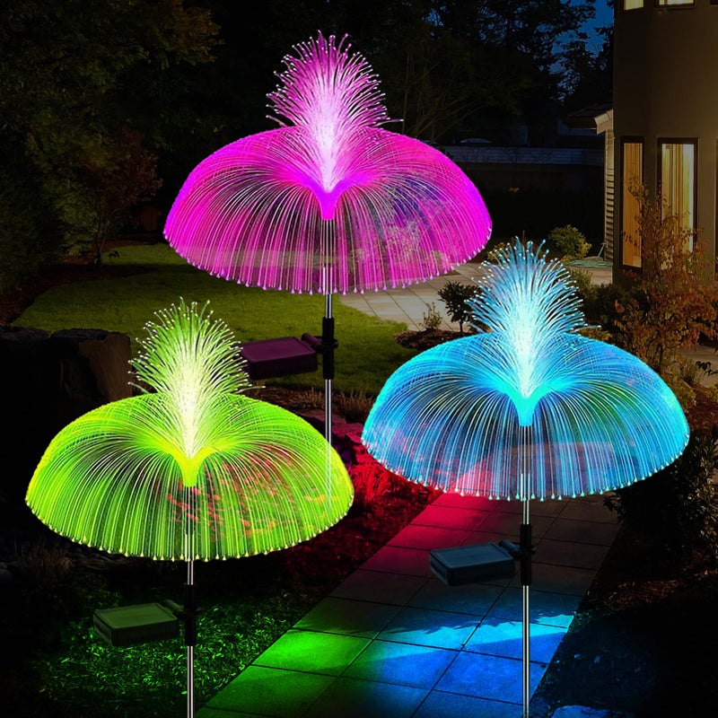 Solar Lights Garden 3 Pieces Solar Lights for Outdoor with 7 Colors Waterproof IP65 Jellyfish Solar Garden Stakes for Outdoor LED Lighting for Garden Balcony - Image 1
