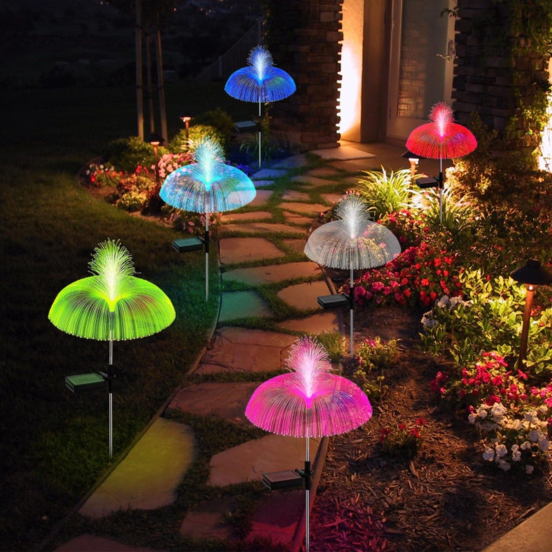 Solar Lights Garden 3 Pieces Solar Lights for Outdoor with 7 Colors Waterproof IP65 Jellyfish Solar Garden Stakes for Outdoor LED Lighting for Garden Balcony - Image 2