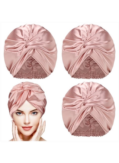 3 Pieces Silk Hair Wrap for Sleeping Women Bonnet Silk Sleeping Bonnet Elastic Hair Care Sleep Cap for Natural Curly Hair (Champagne)