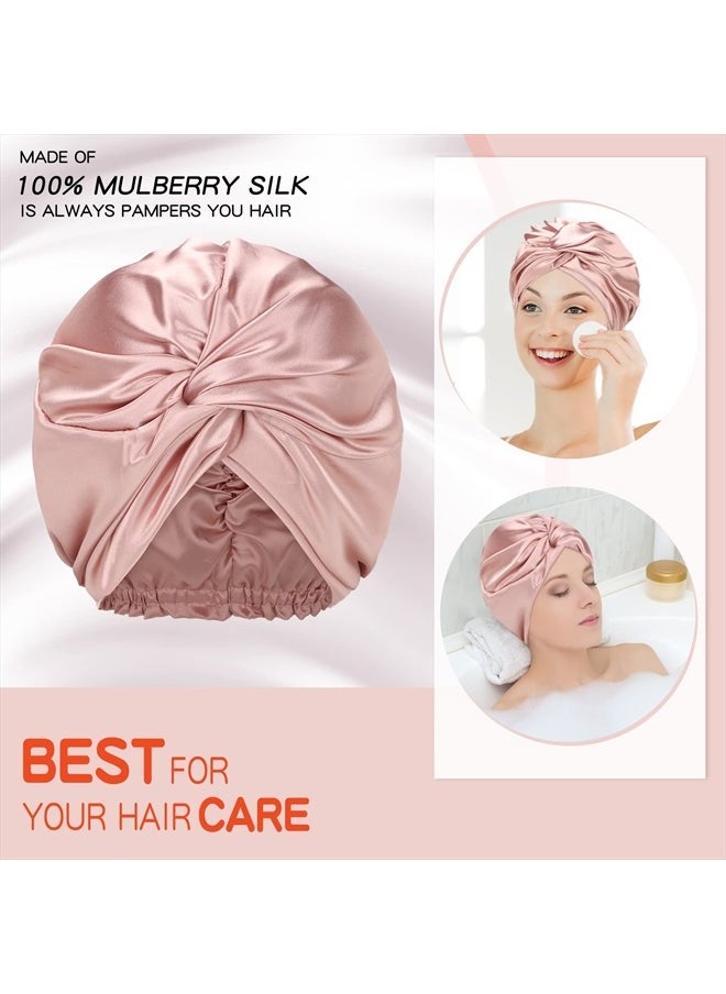3 Pieces Silk Hair Wrap for Sleeping Women Bonnet Silk Sleeping Bonnet Elastic Hair Care Sleep Cap for Natural Curly Hair (Champagne)
