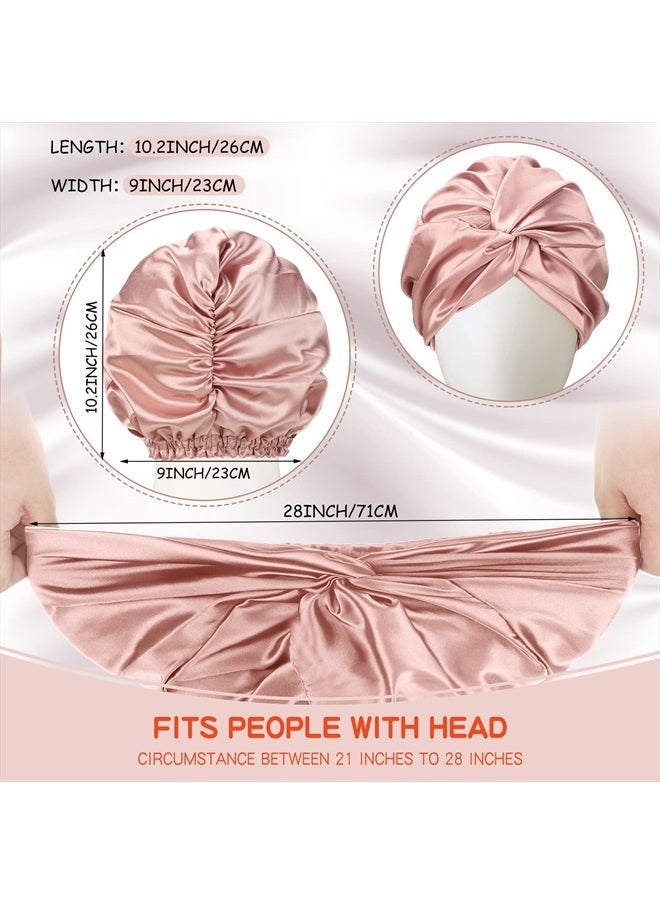 3 Pieces Silk Hair Wrap for Sleeping Women Bonnet Silk Sleeping Bonnet Elastic Hair Care Sleep Cap for Natural Curly Hair (Champagne)