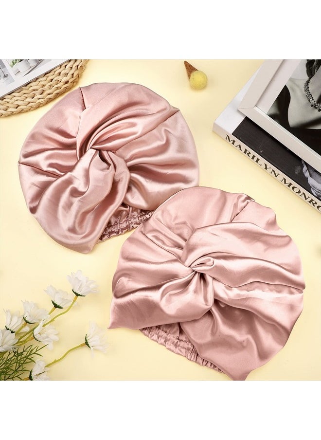 3 Pieces Silk Hair Wrap for Sleeping Women Bonnet Silk Sleeping Bonnet Elastic Hair Care Sleep Cap for Natural Curly Hair (Champagne)