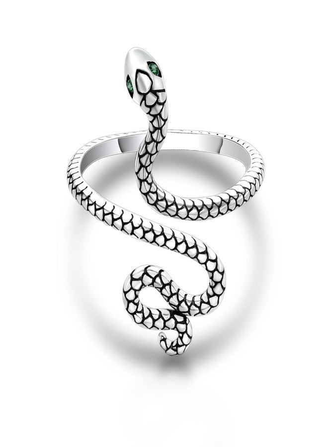Qings Snake Ring Sterling Silver - Cute Adjustable Wrap Open Thumb Rings Vintage Animal Snake CZ Ring Stackable Finger Band Jewelry Gifts for Women Friends - Image 1