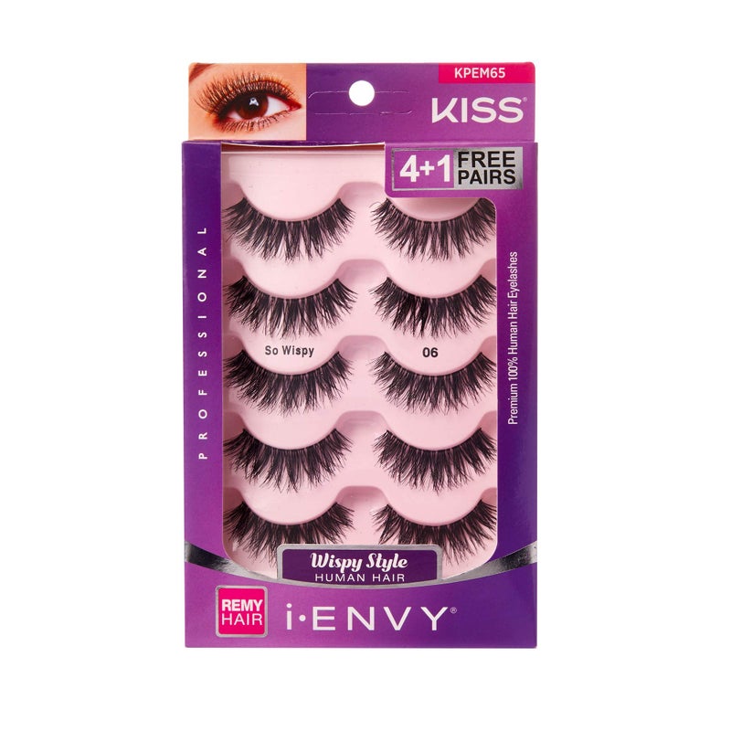 iENVY by KISS So WispyiENVY by KISS So Wispy Eyelashes 5 Pair Multi Pack KPEM65 1 PACK Natural Wispy Style Made with Natural Hair
