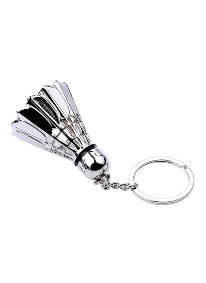 NIBEMINENT - 3D Badminton Shaped Key Ring Silver - Image 1