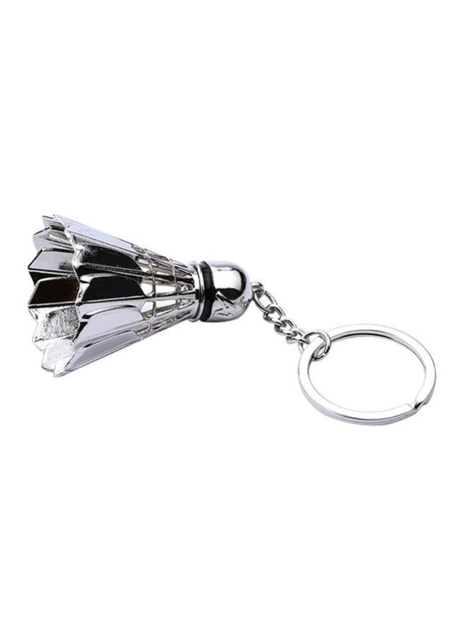 NIBEMINENT - 3D Badminton Shaped Key Ring Silver - Image 1