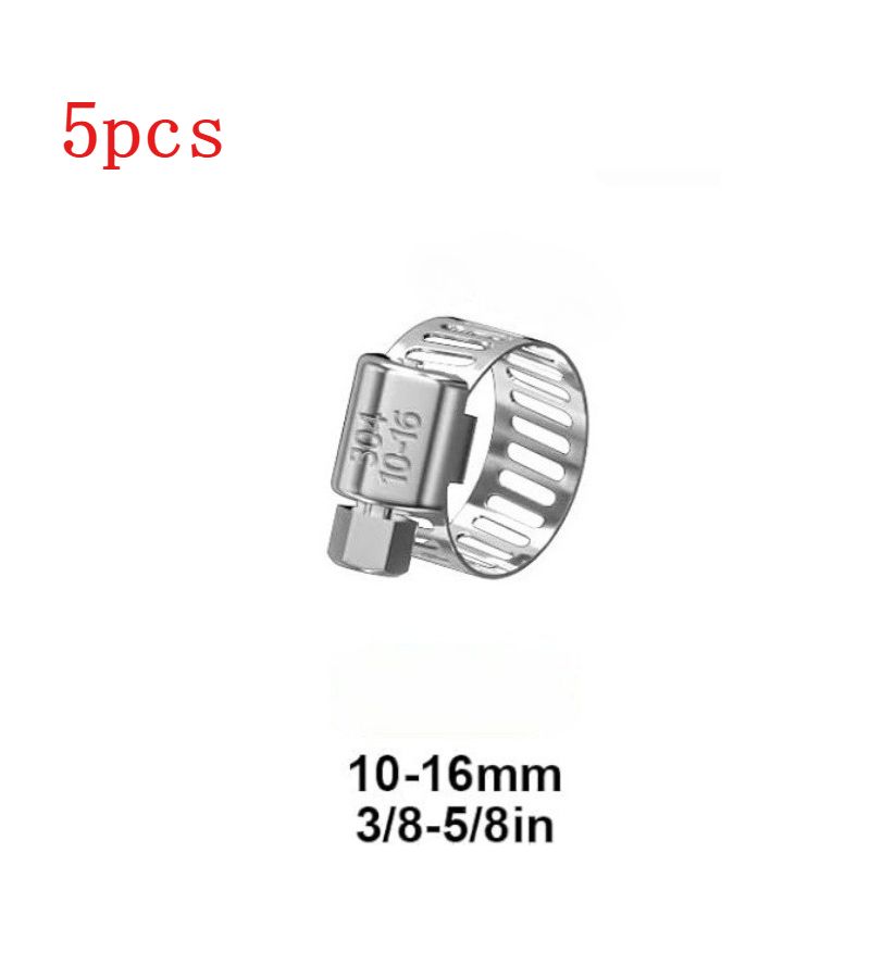 Set Of 5 Adjustable Worm Gear Hose Clamps 19-29mm 304 Stainless Steel For Plumbing Fuel Line - Image 5