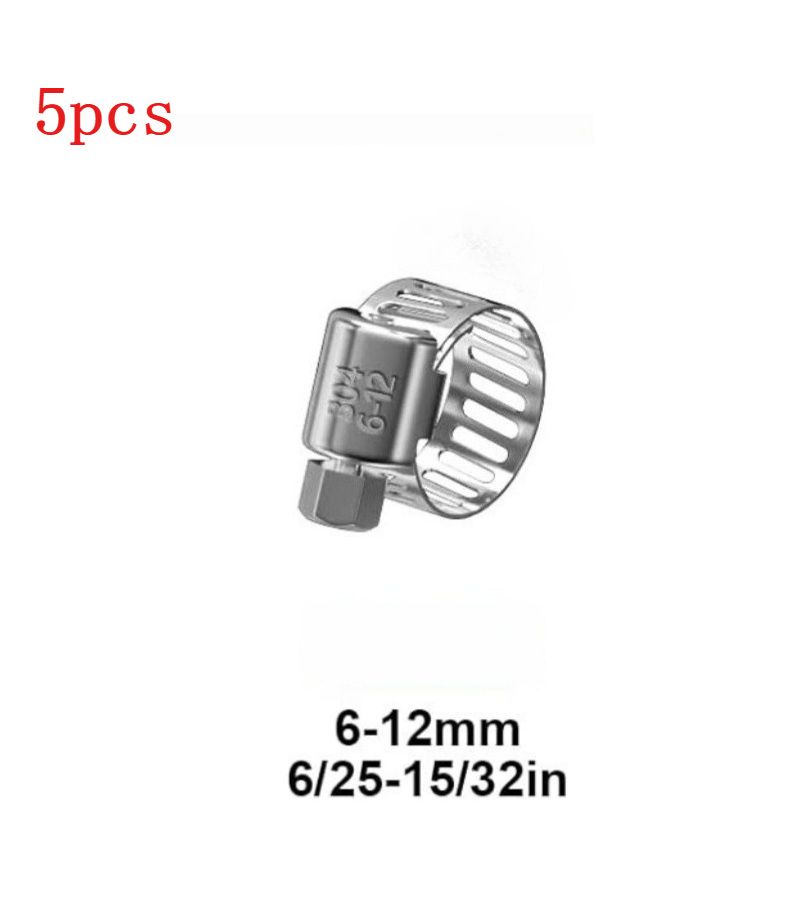 Set Of 5 Adjustable Worm Gear Hose Clamps 19-29mm 304 Stainless Steel For Plumbing Fuel Line - Image 3