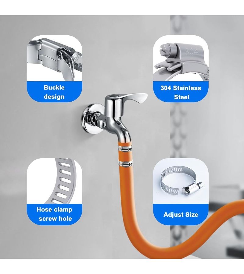 Set Of 5 Adjustable Worm Gear Hose Clamps 19-29mm 304 Stainless Steel For Plumbing Fuel Line - Image 4