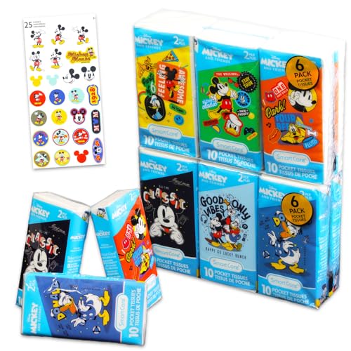 Disney Mickey Mouse Pocket Size Facial Tissues Set - 12 Packs of 10 Sheets (120 Tissues) & Stickers | Disney Disposal Tissue for Travel, School, Classroom - Image 5