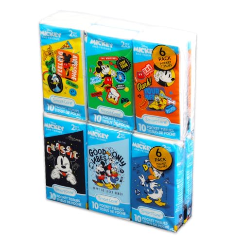 Disney Mickey Mouse Pocket Size Facial Tissues Set - 12 Packs of 10 Sheets (120 Tissues) & Stickers | Disney Disposal Tissue for Travel, School, Classroom - Image 2