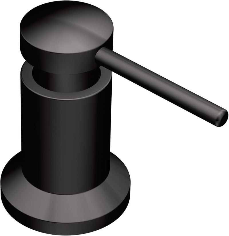 Moen Matte Black Deck Mounted Modern Soap Dispenser with Refillable Bottle for Kitchen Sink - Image 1