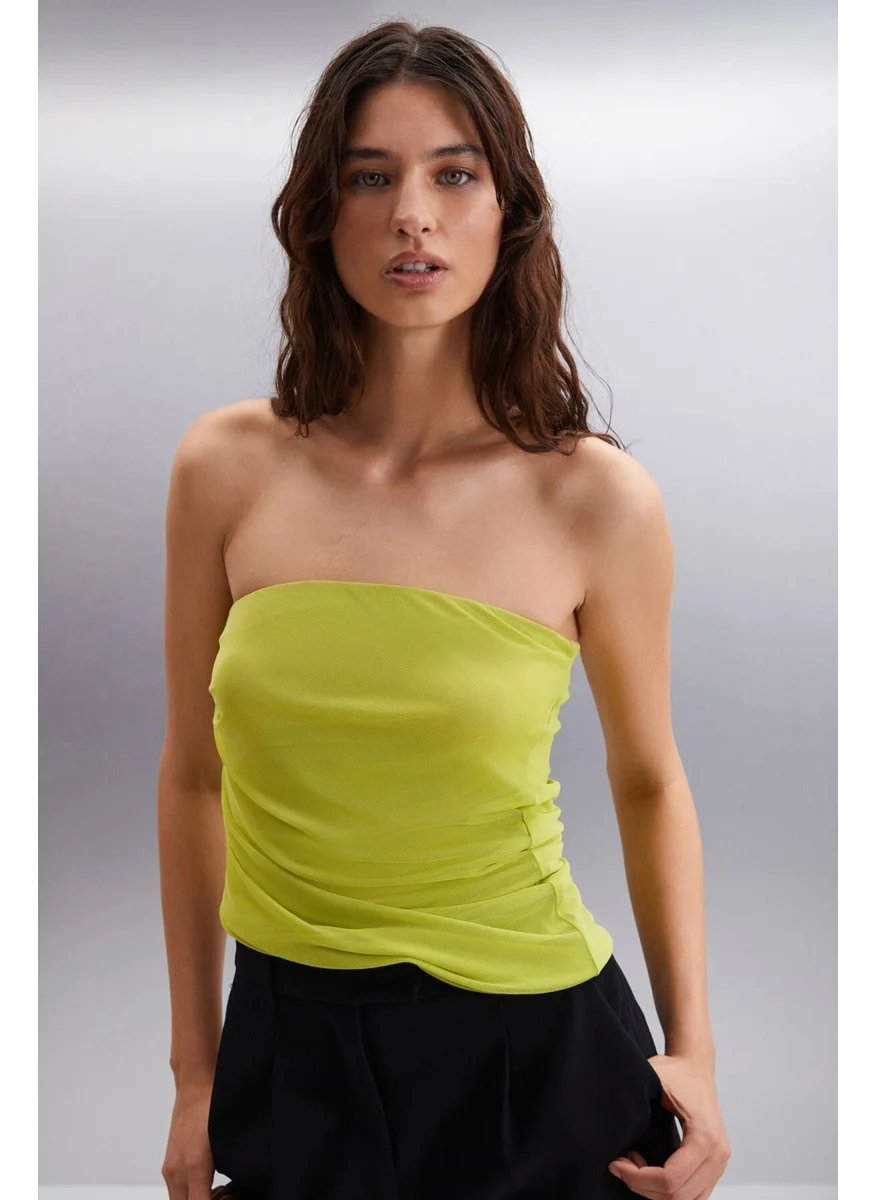 GRIMELANGE JOVANKA Women's 100% Polyester Slim Lime Blouse
