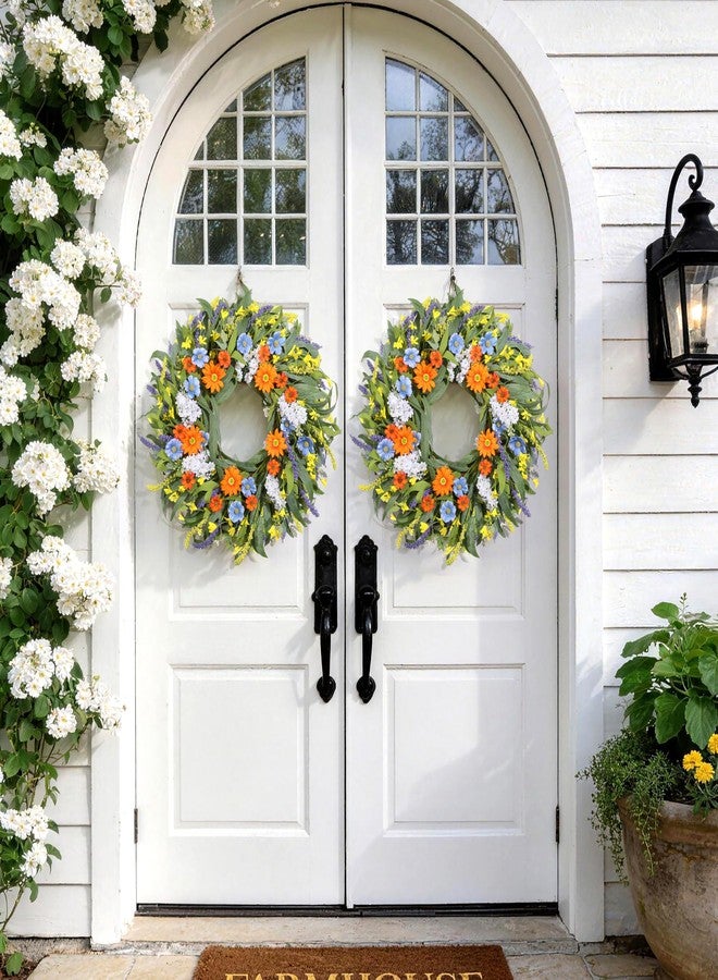 Vsonker Summer Wreath for Front Door 24 Inch, Spring Floral Wreaths with Artificial Daisy and Lavender for All Season Home Decor Easter Indoor Outdoor Wall Home Celebrations - Image 5