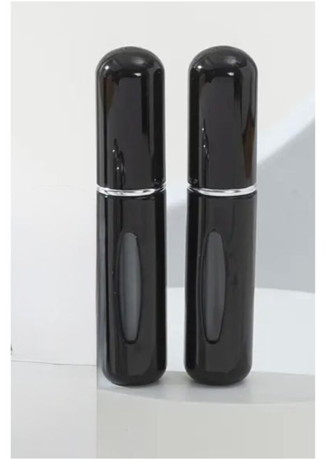 Mini Perfume Atomizer Spray Bottles – 2-Pack Refillable Travel Size (5ml) in Black – Leak-Proof, Portable Scent Pump for Purse, Pocket, Travel & Daily Use - Refillable Atomizer Perfume Spray