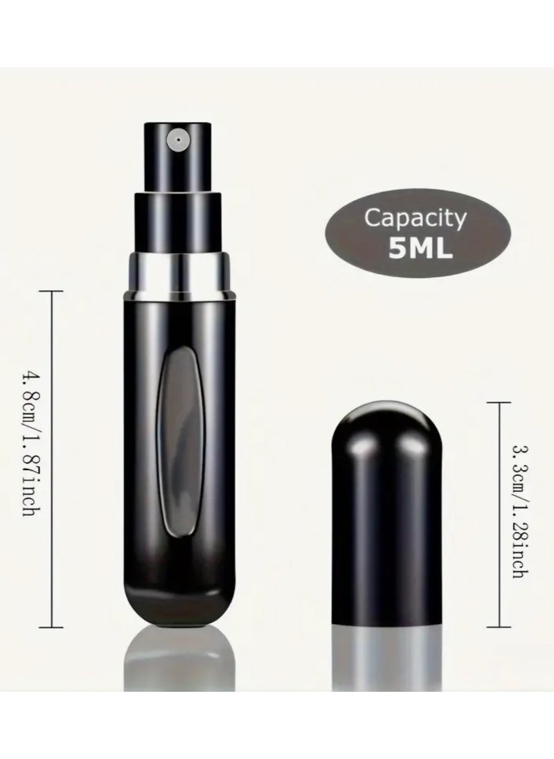 Mini Perfume Atomizer Spray Bottles – 2-Pack Refillable Travel Size (5ml) in Black – Leak-Proof, Portable Scent Pump for Purse, Pocket, Travel & Daily Use - Refillable Atomizer Perfume Spray