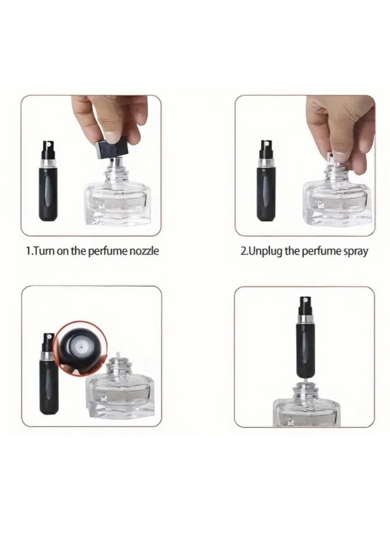CleanWave - The Pure Effect Mini Perfume Atomizer Spray Bottles – 2-Pack Refillable Travel Size (5ml) in Black – Leak-Proof, Portable Scent Pump for Purse, Pocket, Travel & Daily Use - Refillable Atomizer Perfume Spray  - Image 5